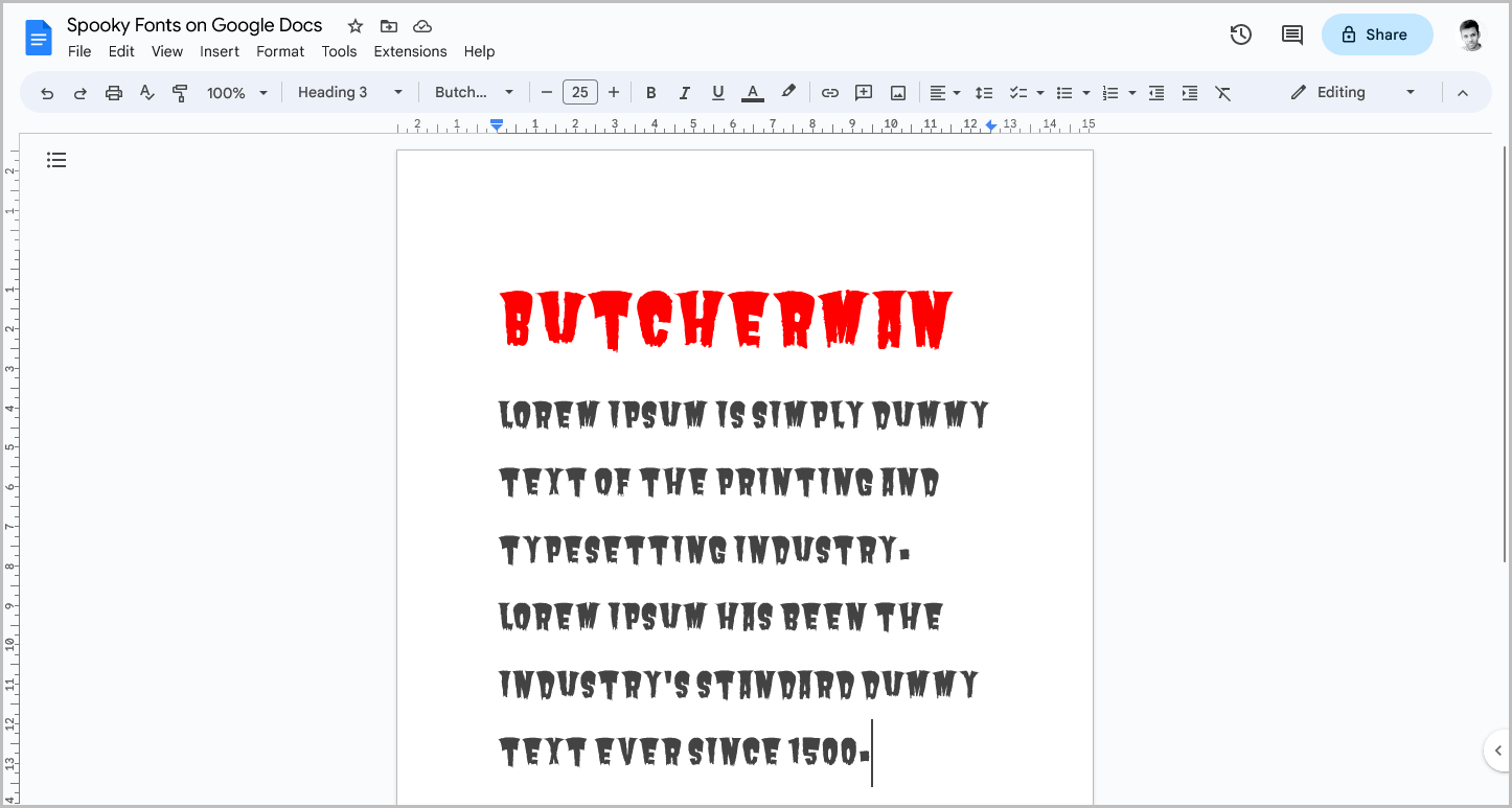 Spooky Fonts on Google Docs