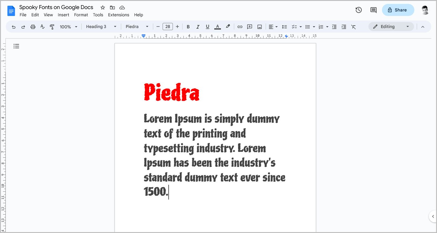 Spooky Fonts on Google Docs