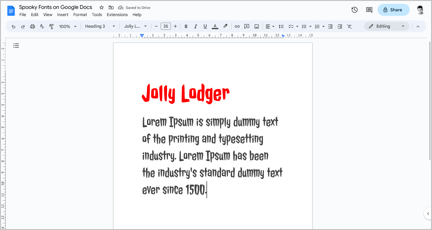 Spooky Fonts on Google Docs