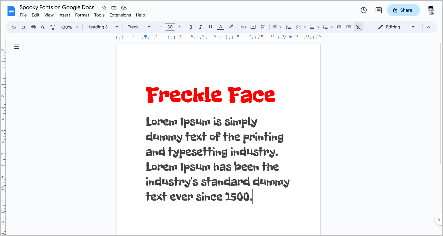 Spooky Fonts on Google Docs