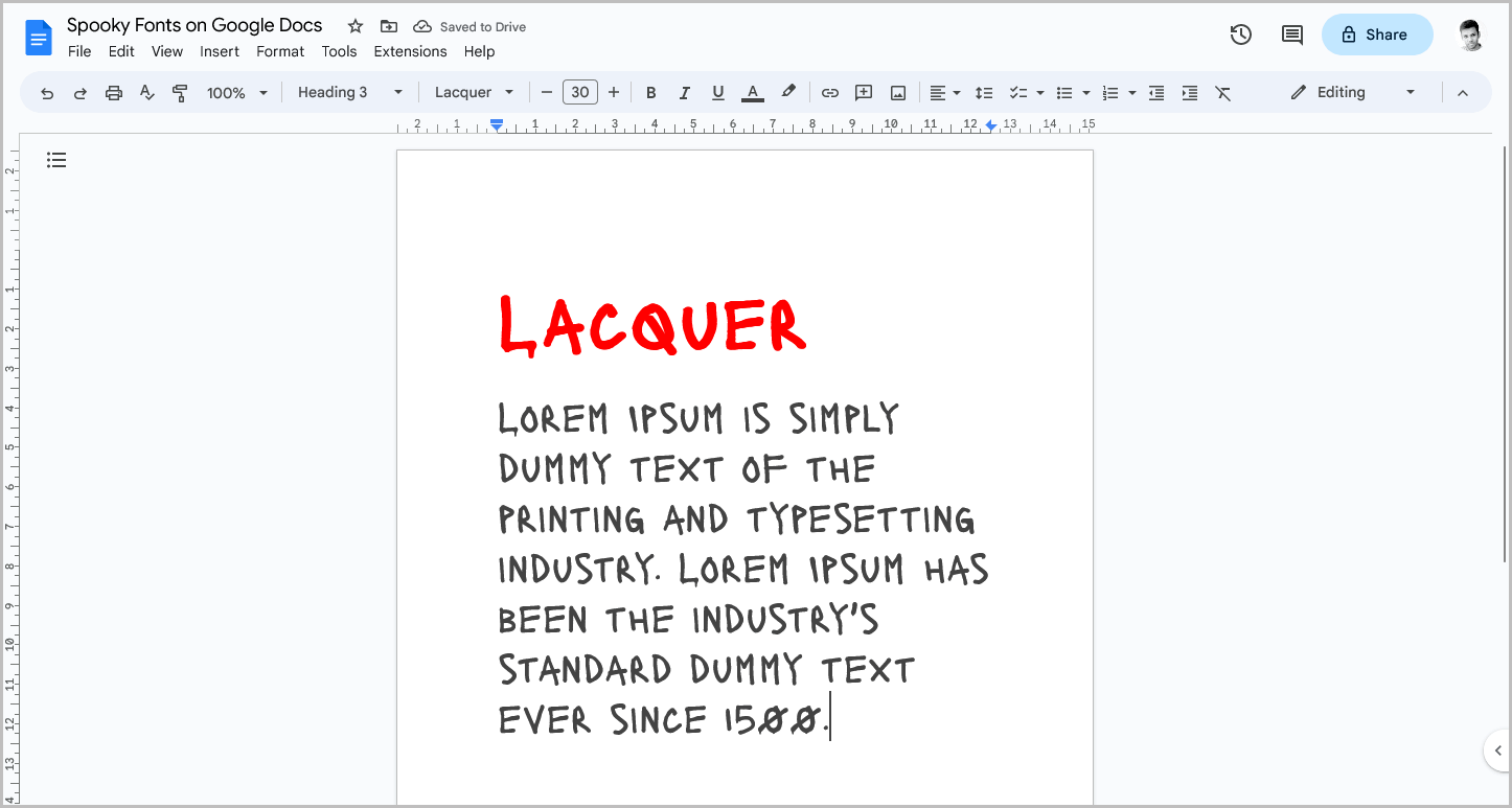 Spooky Fonts on Google Docs