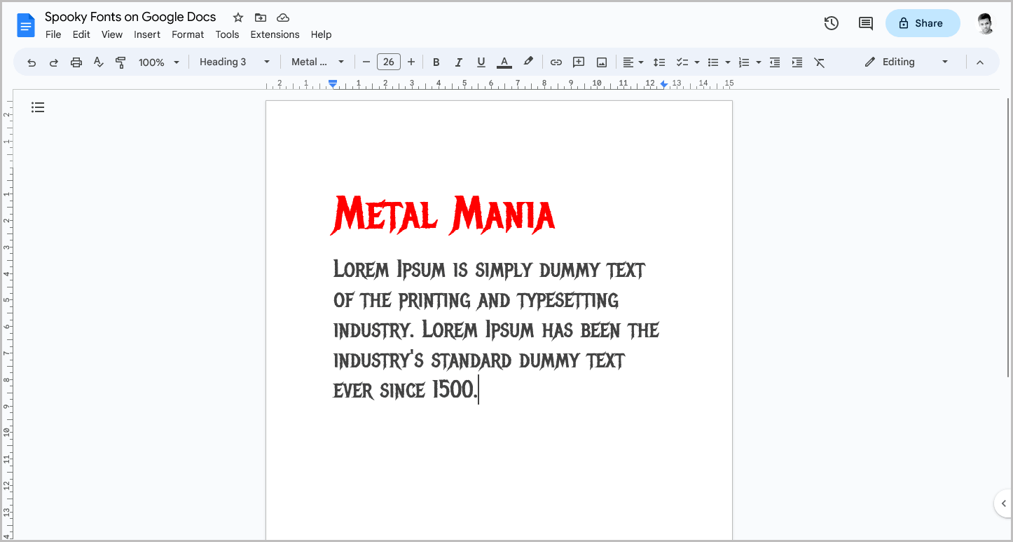 Spooky Fonts on Google Docs