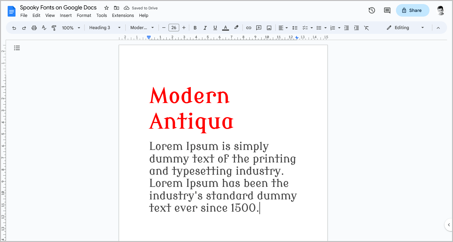 Spooky Fonts on Google Docs