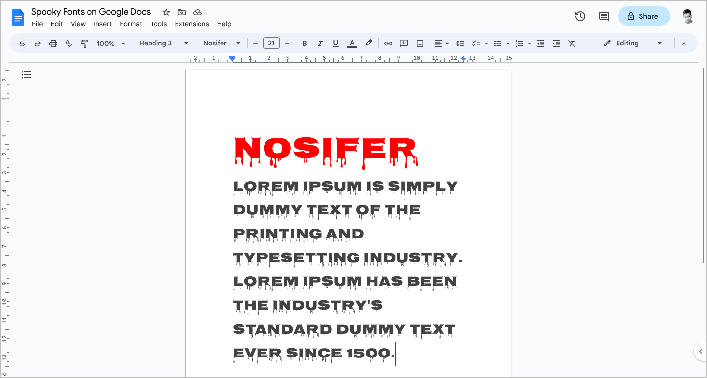 Spooky Fonts on Google Docs