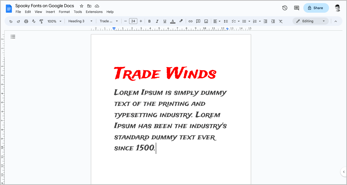 Spooky Fonts on Google Docs