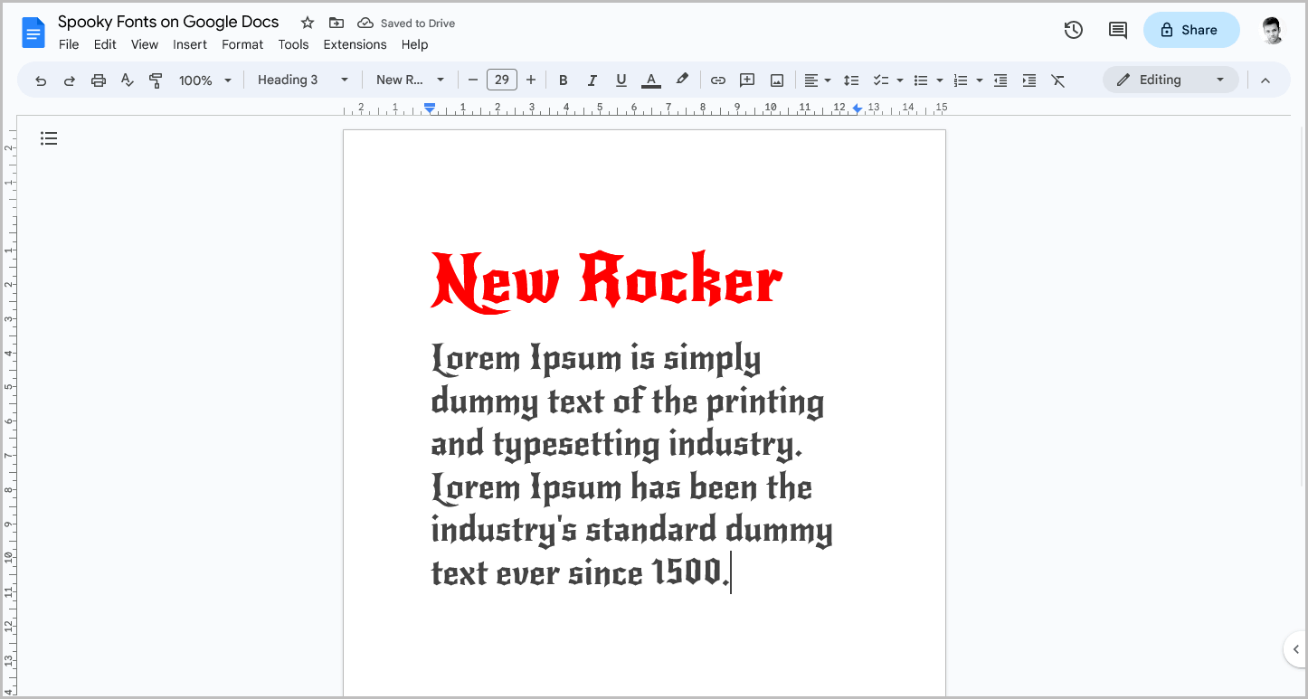 Spooky Fonts on Google Docs