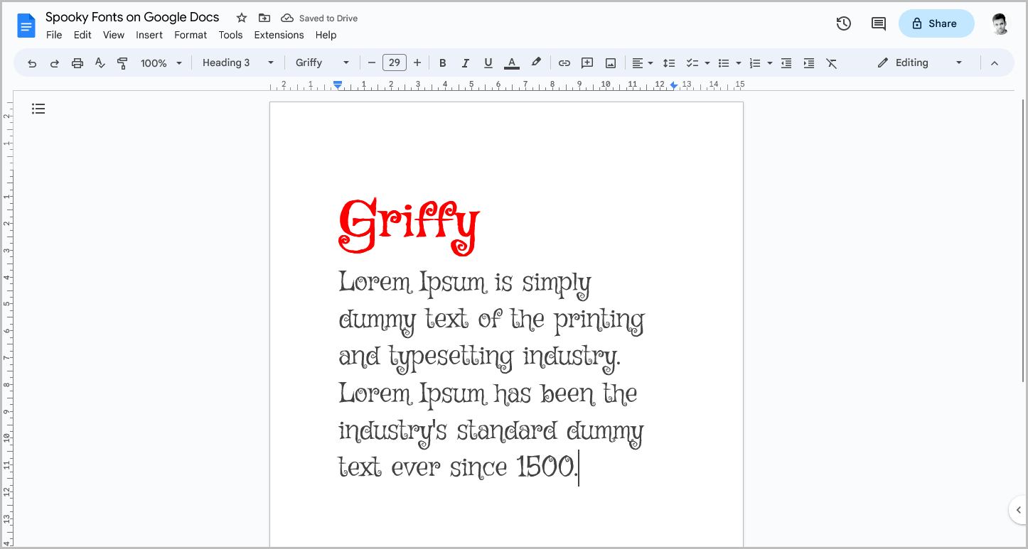 Spooky Fonts on Google Docs