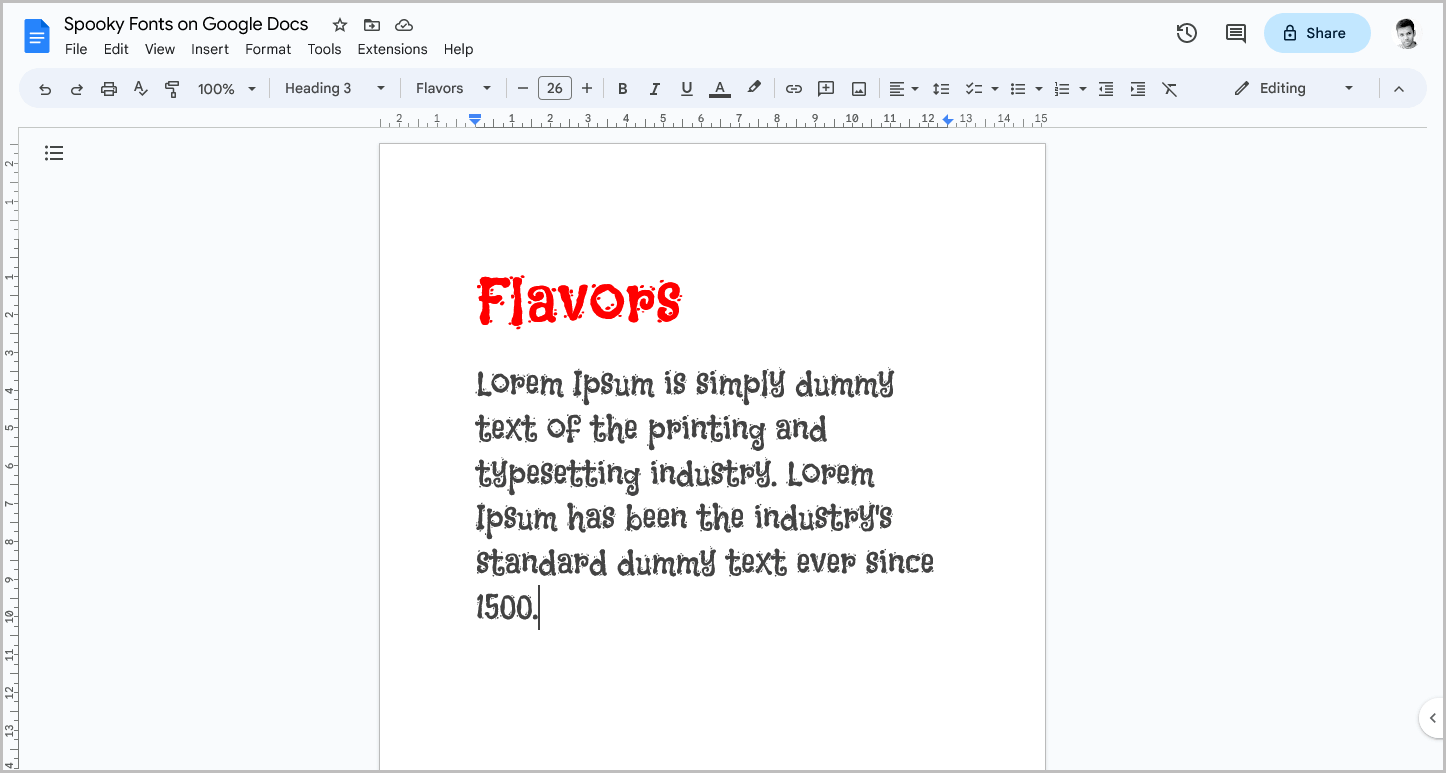 Spooky Fonts on Google Docs