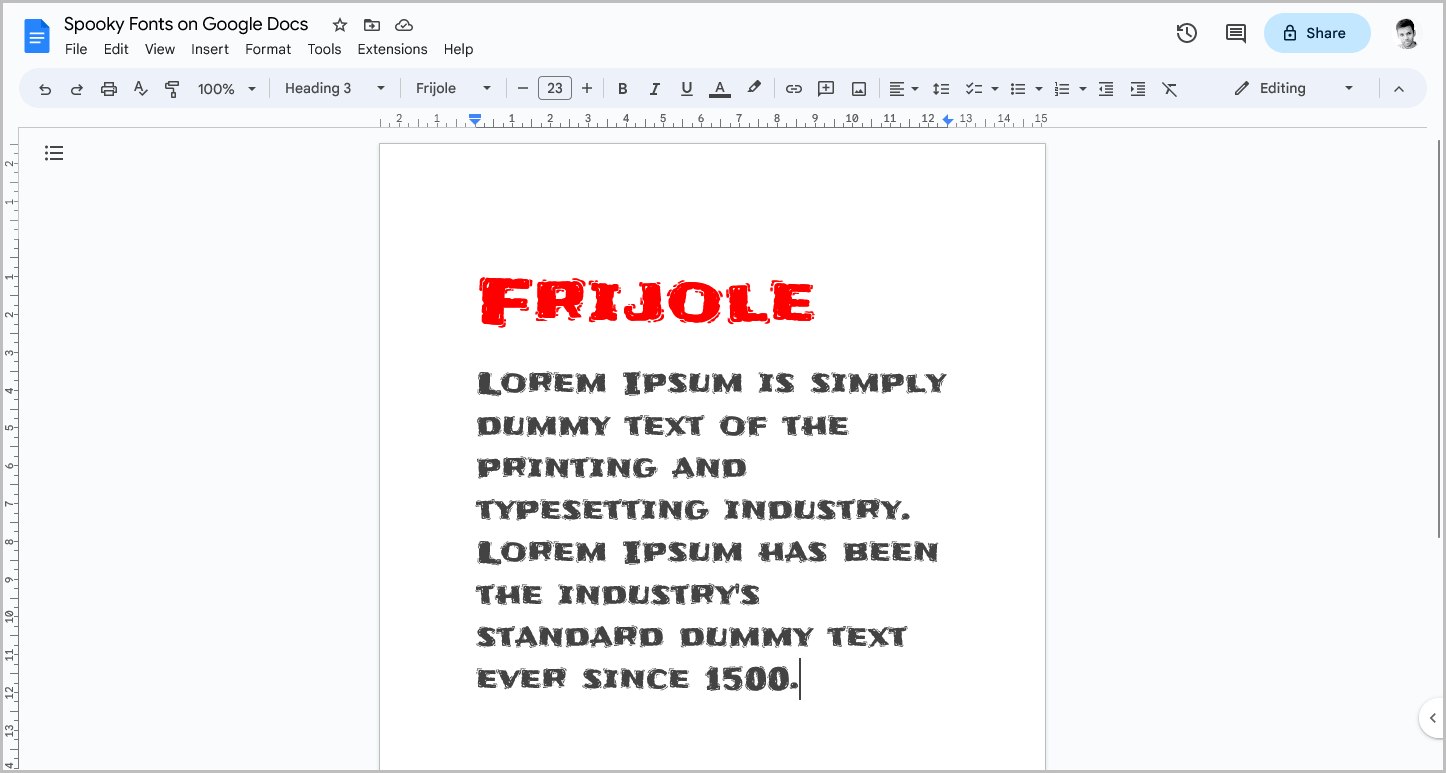 Spooky Fonts on Google Docs