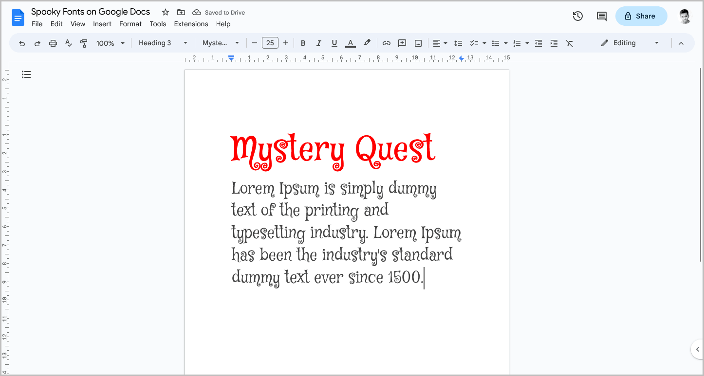 Spooky Fonts on Google Docs