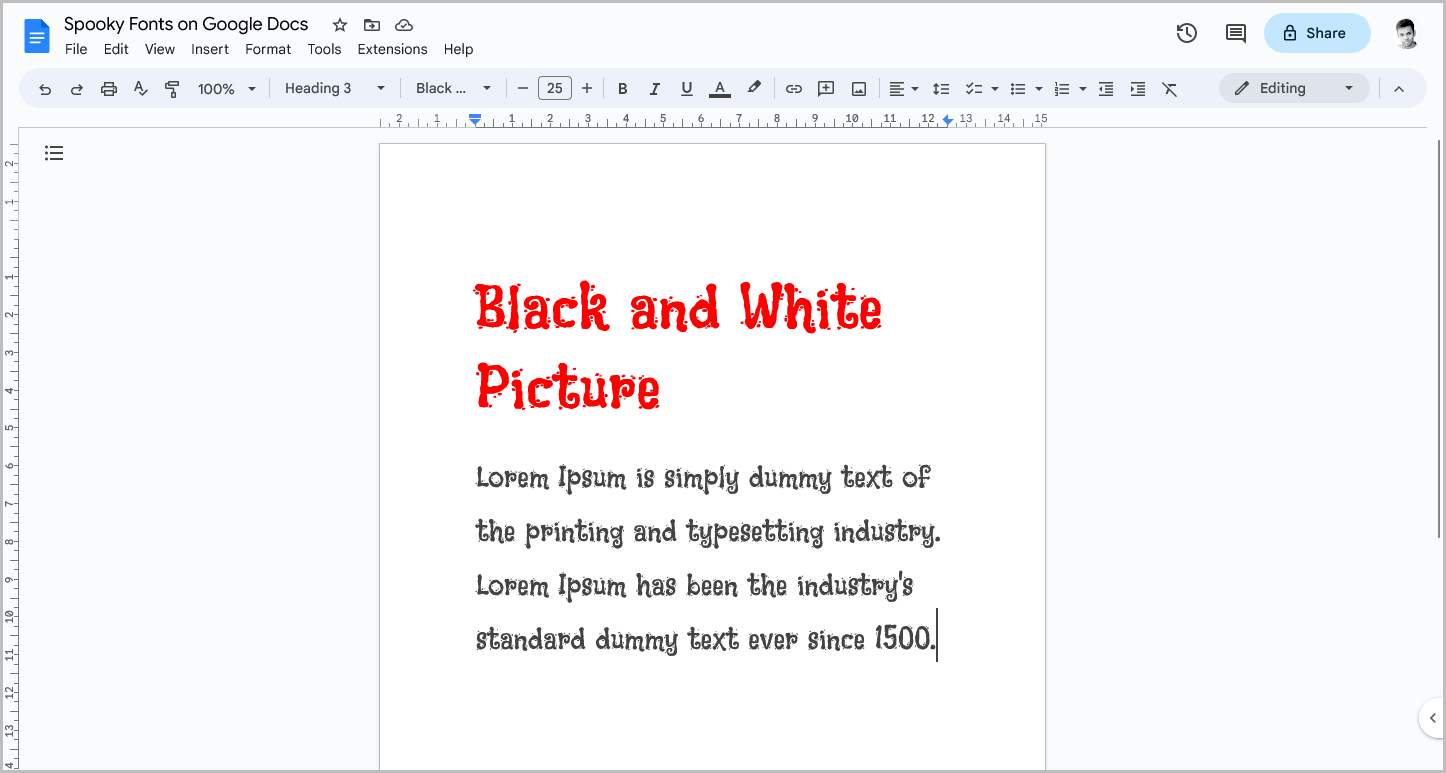 Spooky Fonts on Google Docs