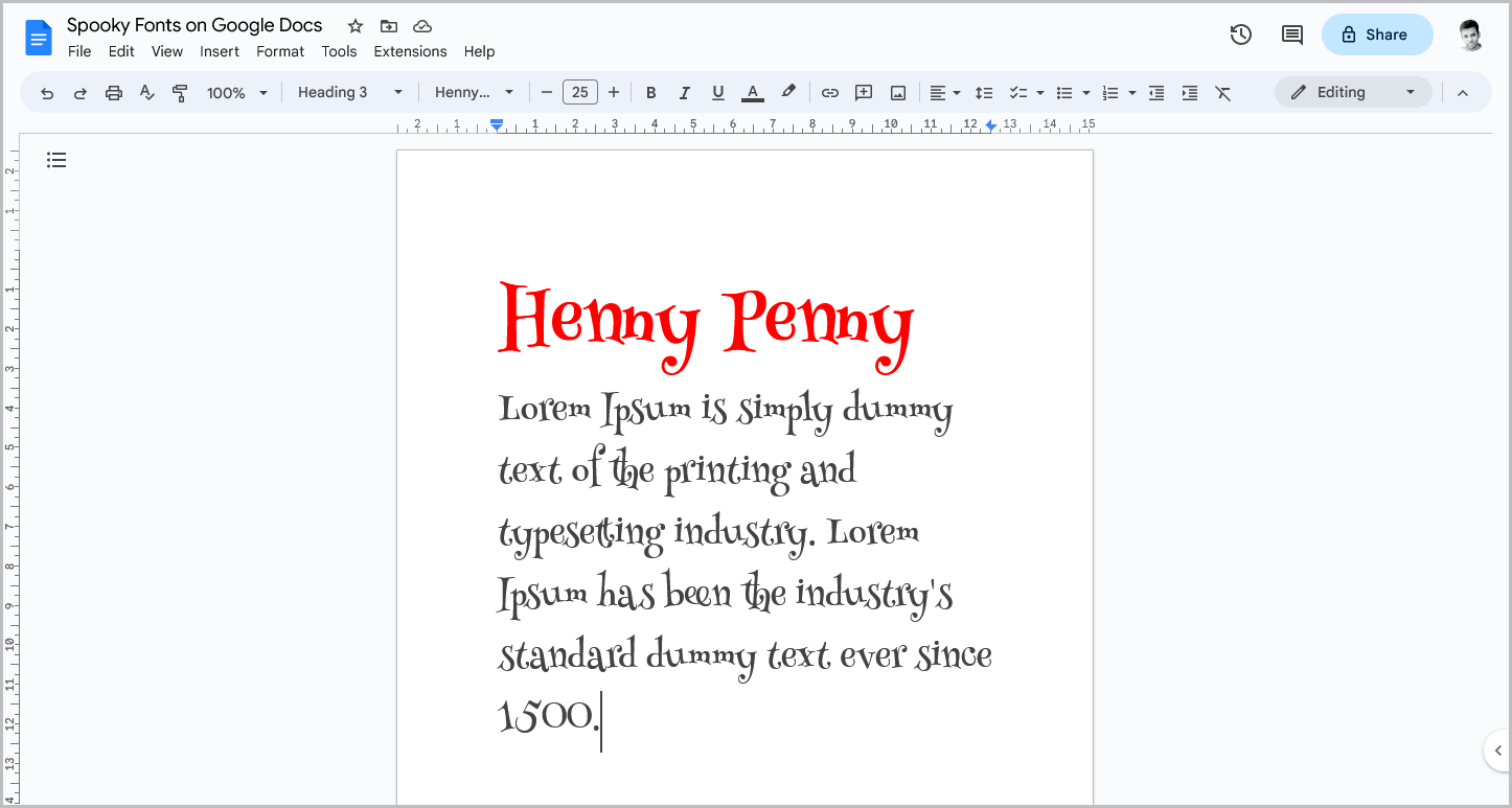 Spooky Fonts on Google Docs