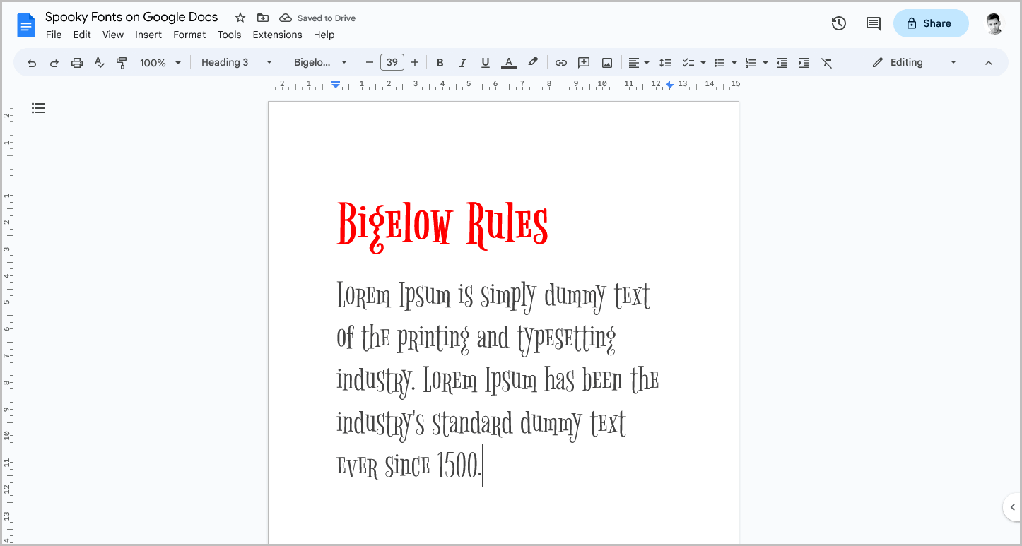 Spooky Fonts on Google Docs