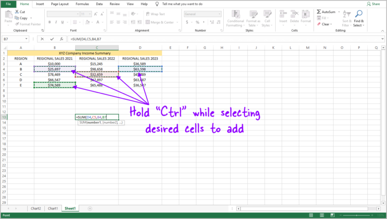 Adding Multiple Cells in Excel [4 Easy Steps]