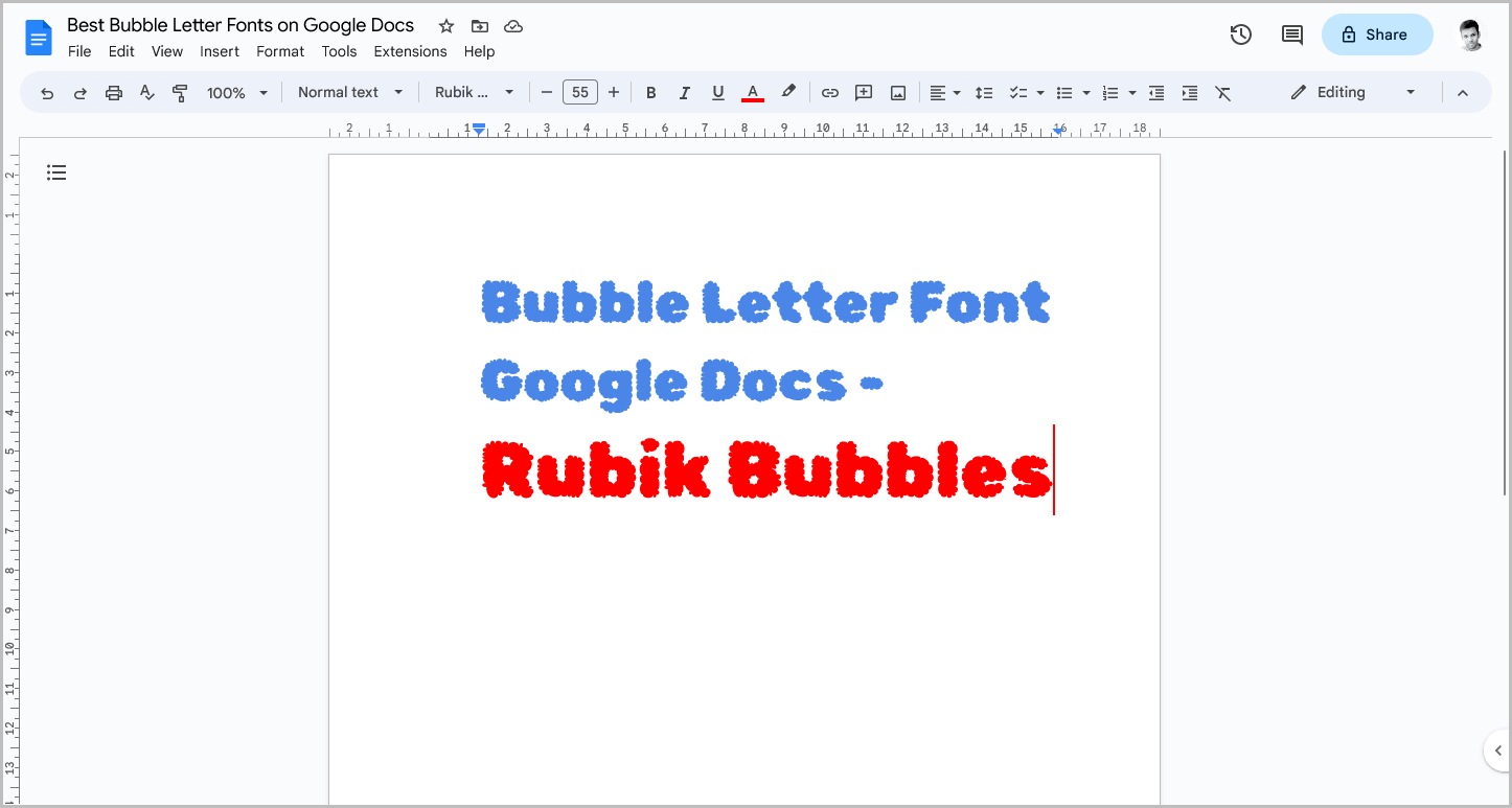 Bubble Letter Font Google Docs