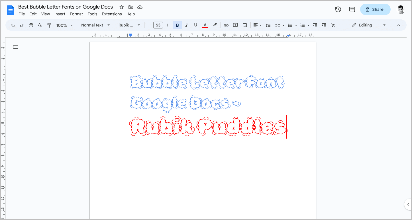 Bubble Letter Font Google Docs