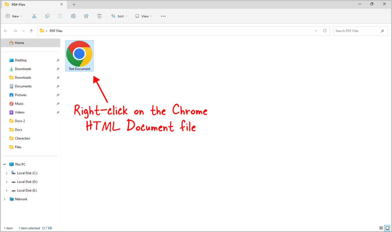 how to change chrome html document to pdf