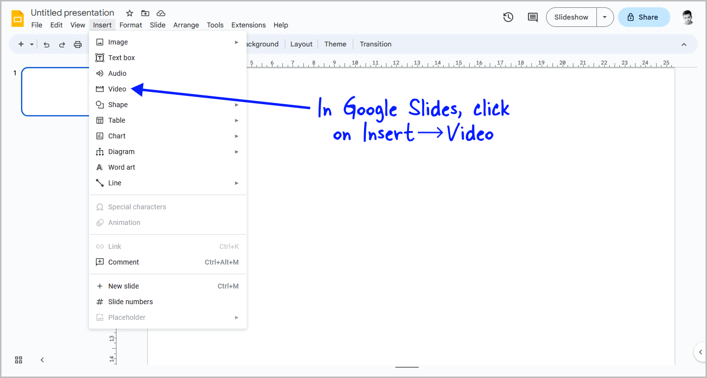 Crop Video in Google Slides