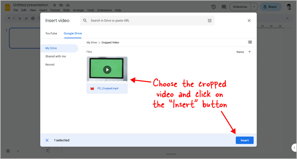 Crop Video in Google Slides