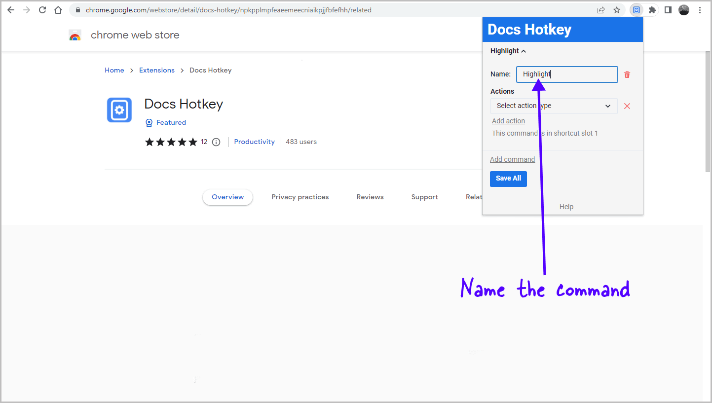 shortcut for insert text box google docs