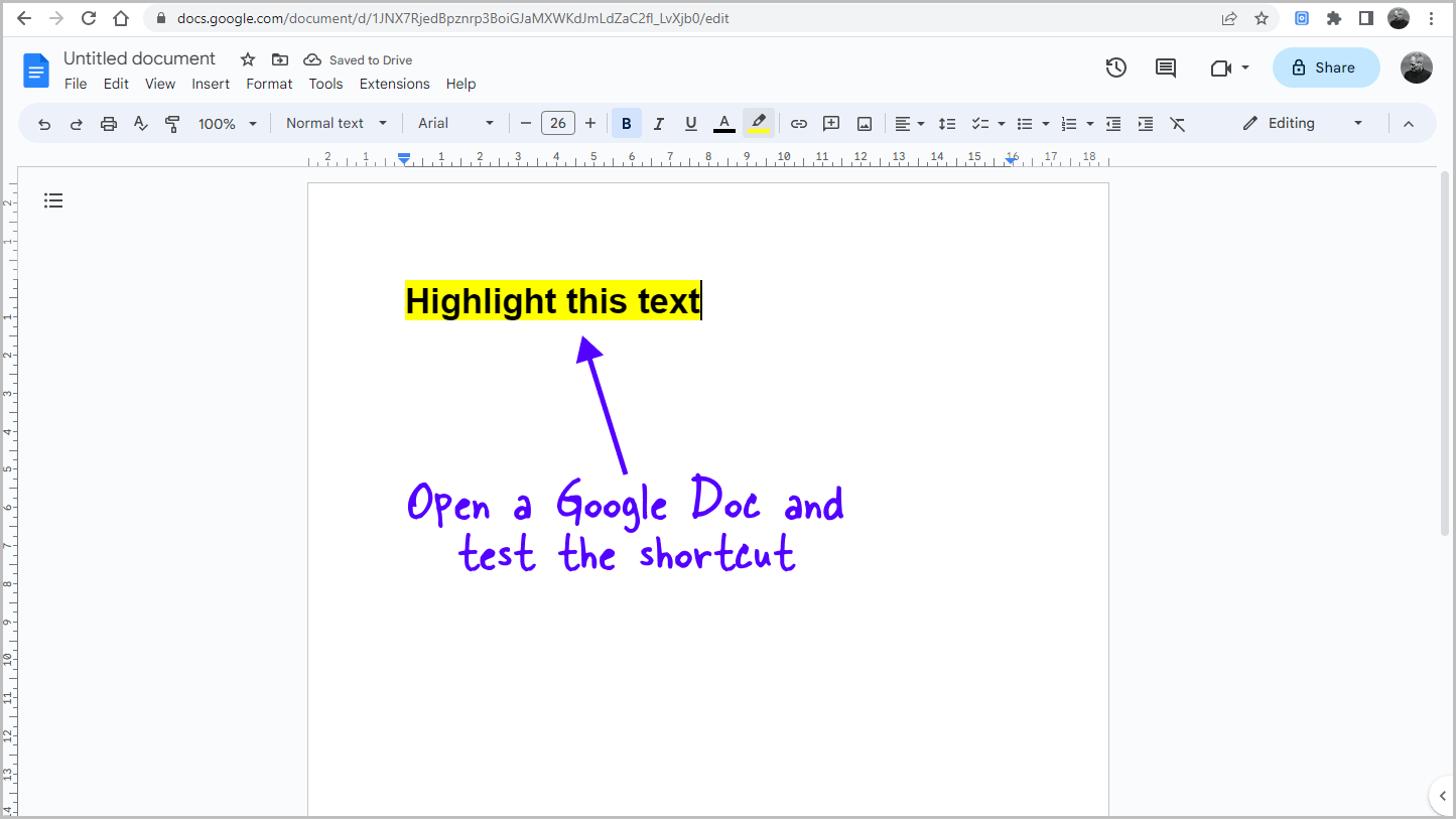 Google Docs Highlight Shortcut