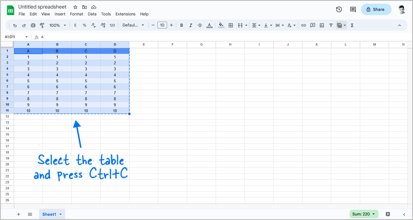 Google Docs Table Alternating Colors