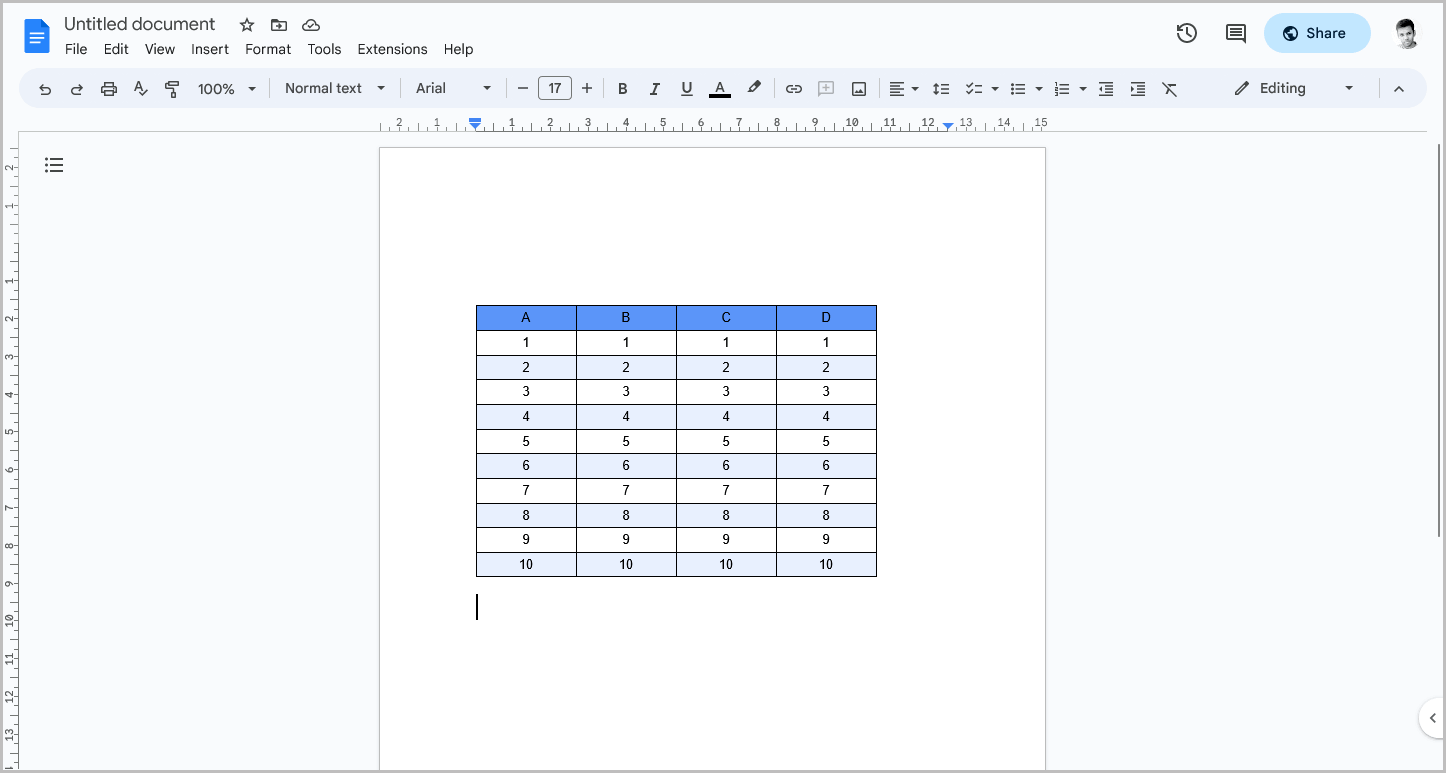 Google Docs Table Alternating Colors