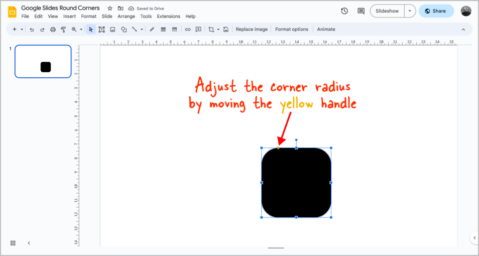 how to round edges of text box in google slides