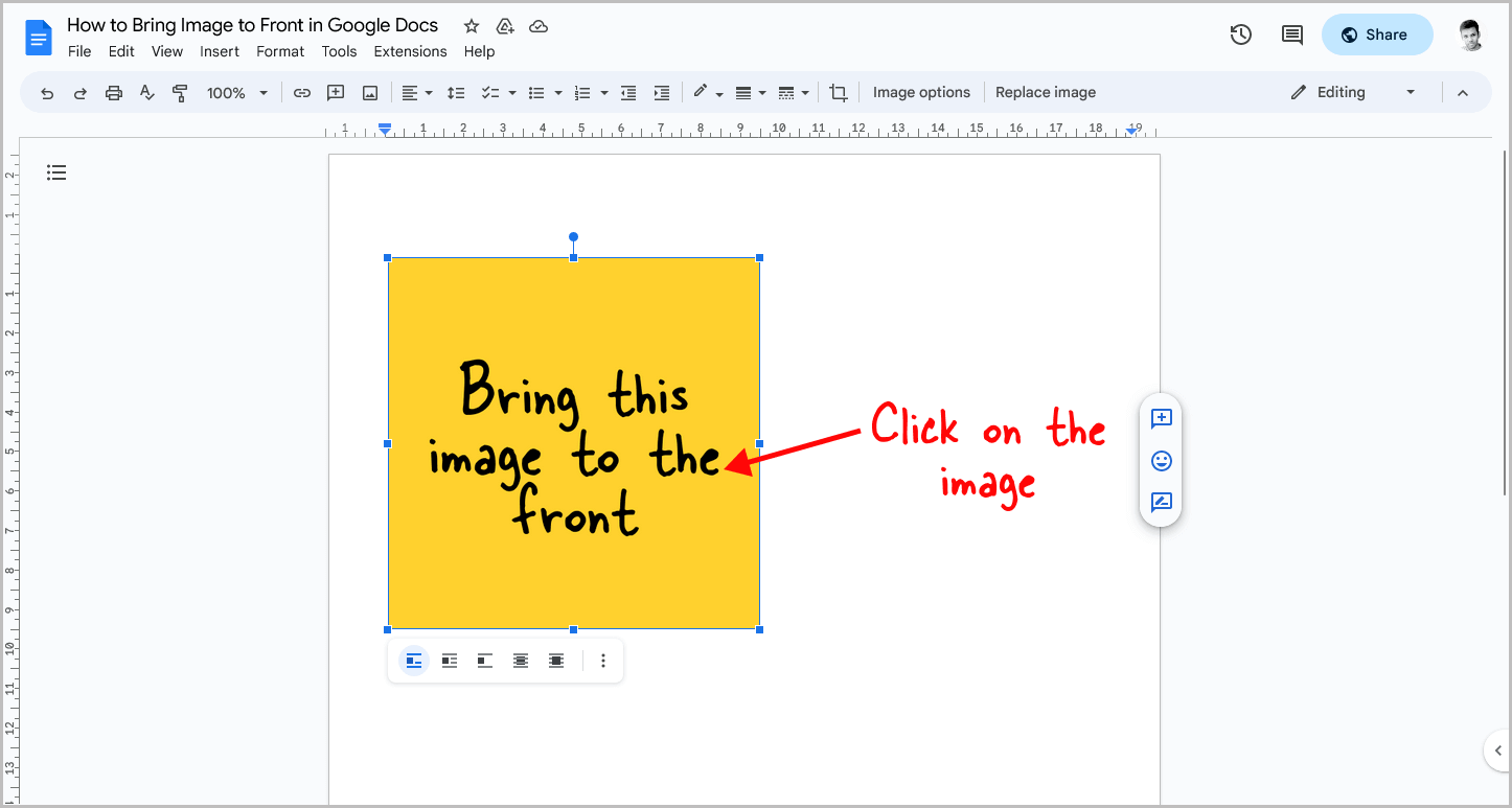 How to Bring Image to Front in Google Docs