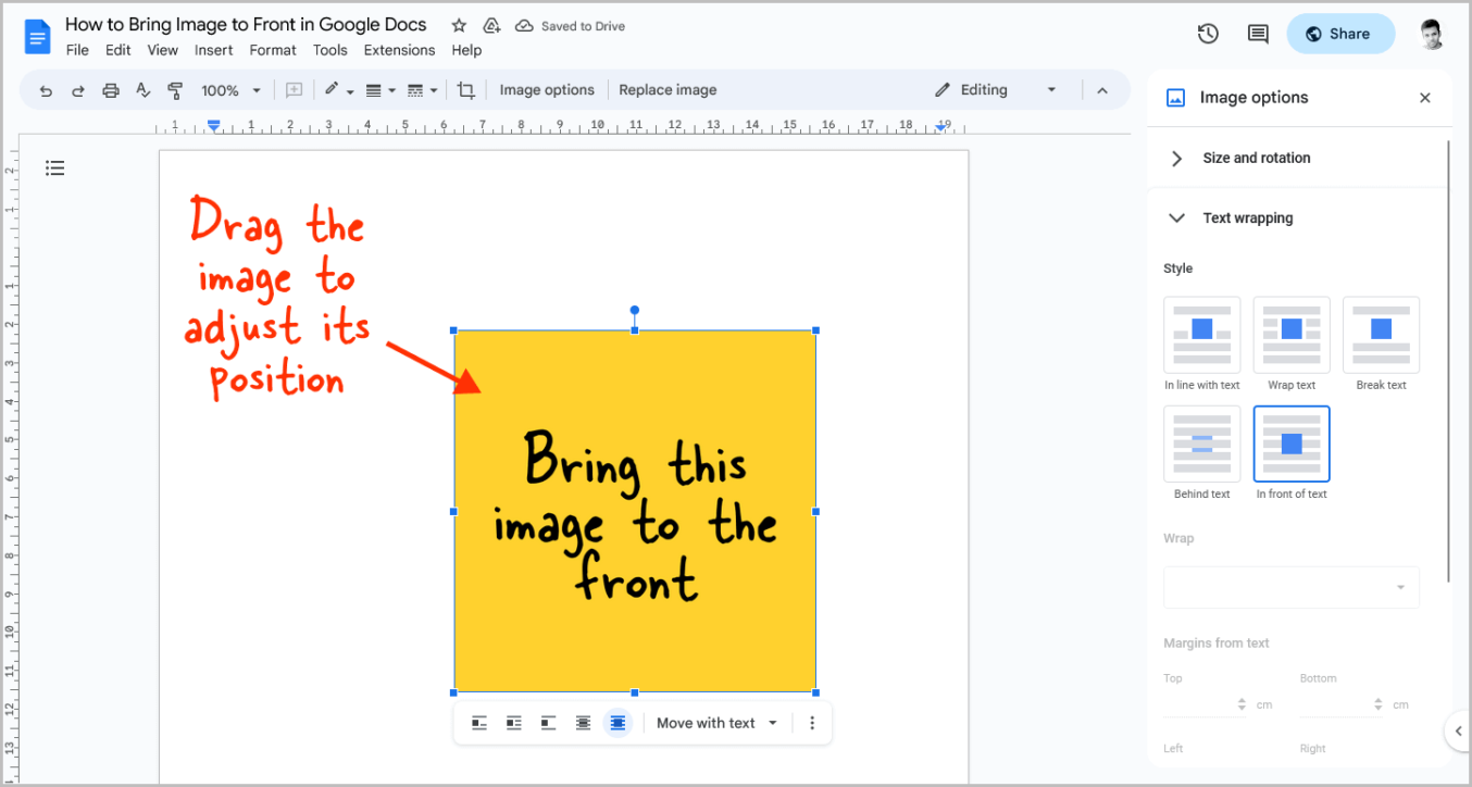 How to Bring Image to Front in Google Docs [4 EASY STEPS]