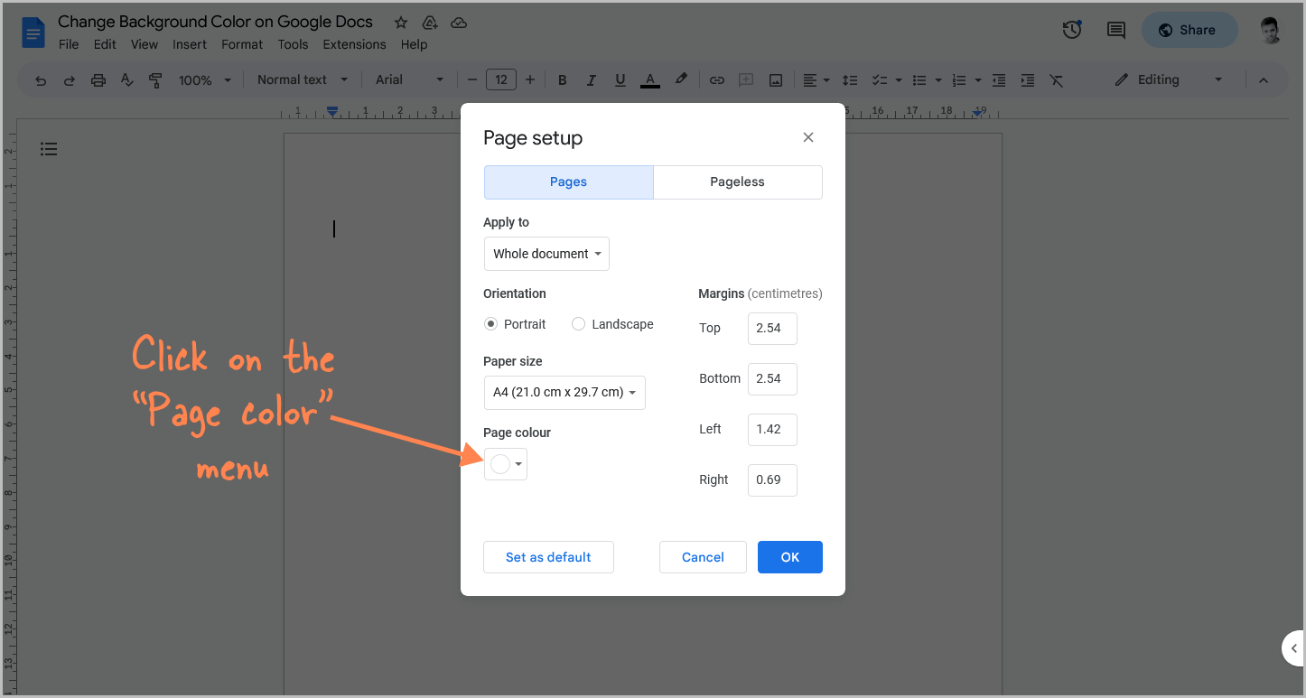 How to Change Background Color on Google Docs