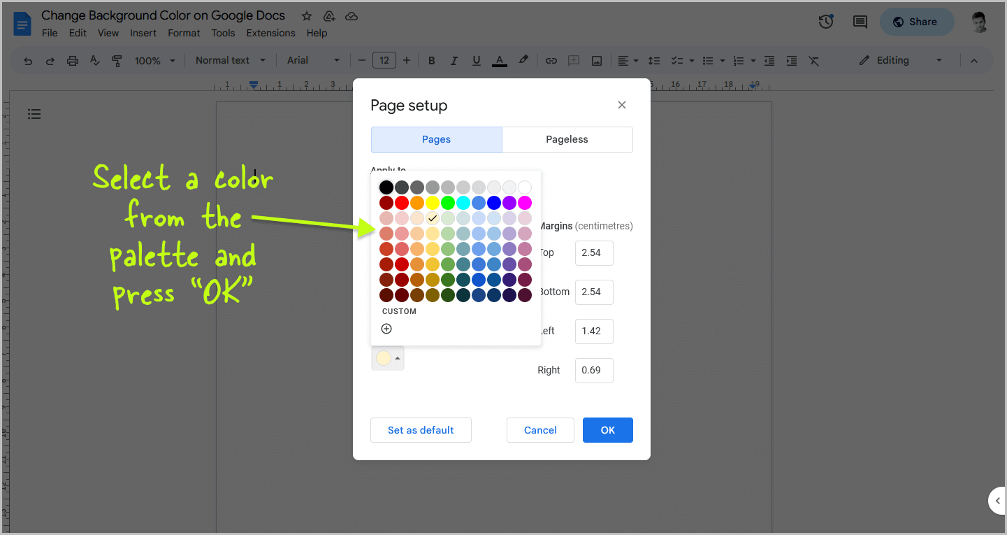 How to Change Background Color on Google Docs