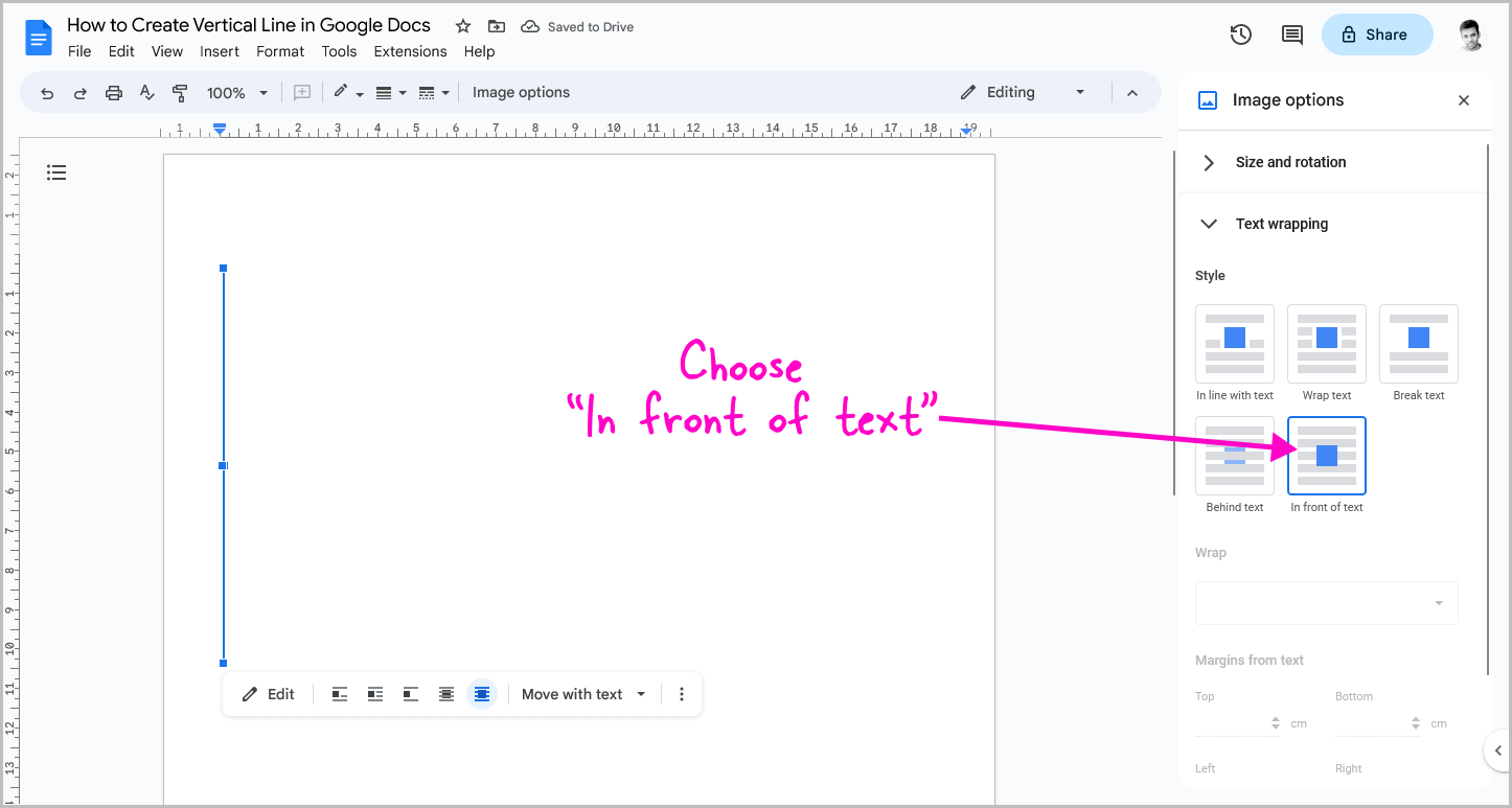 How to Create Vertical Line in Google Docs