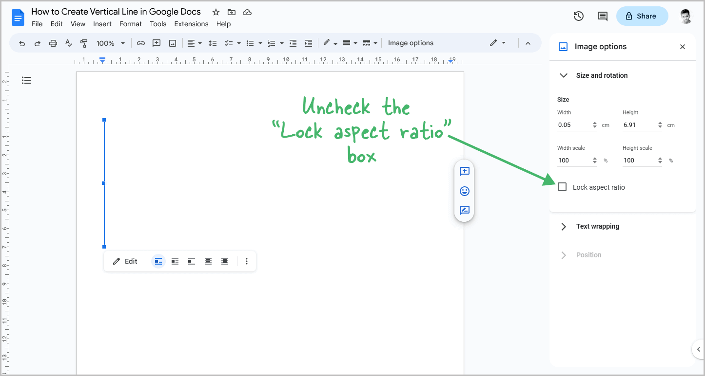 How to Create Vertical Line in Google Docs