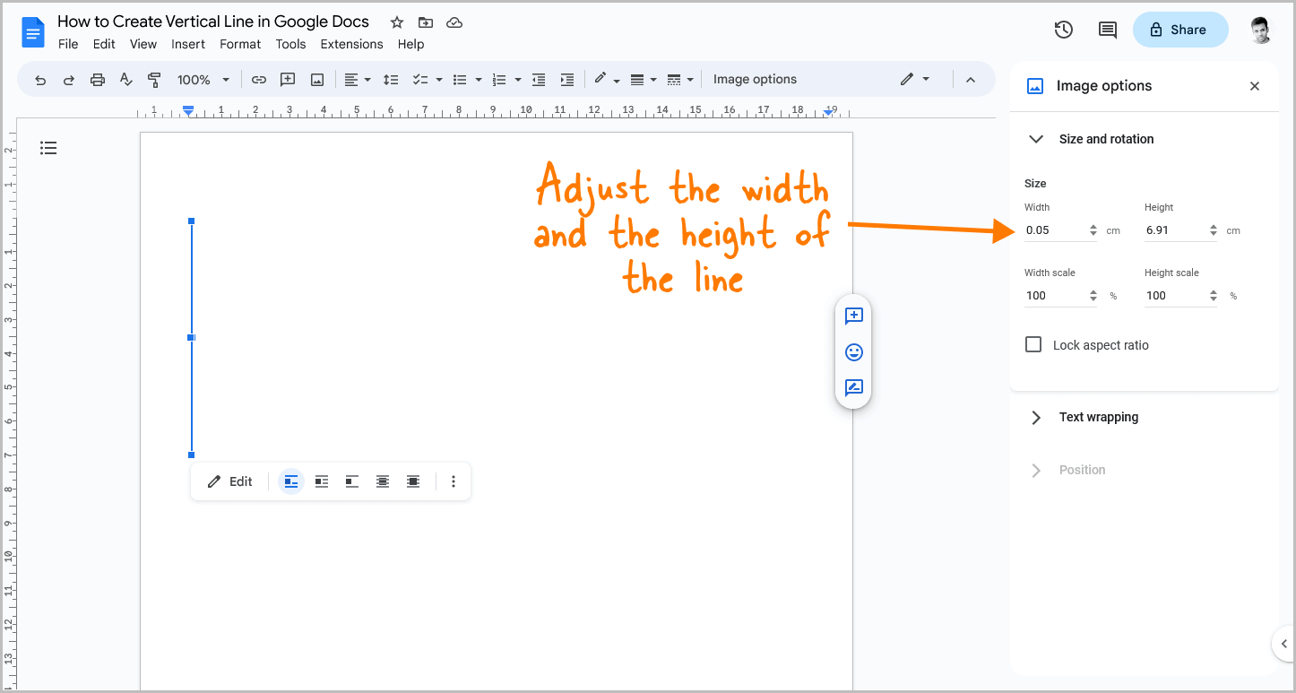 How to Create Vertical Line in Google Docs