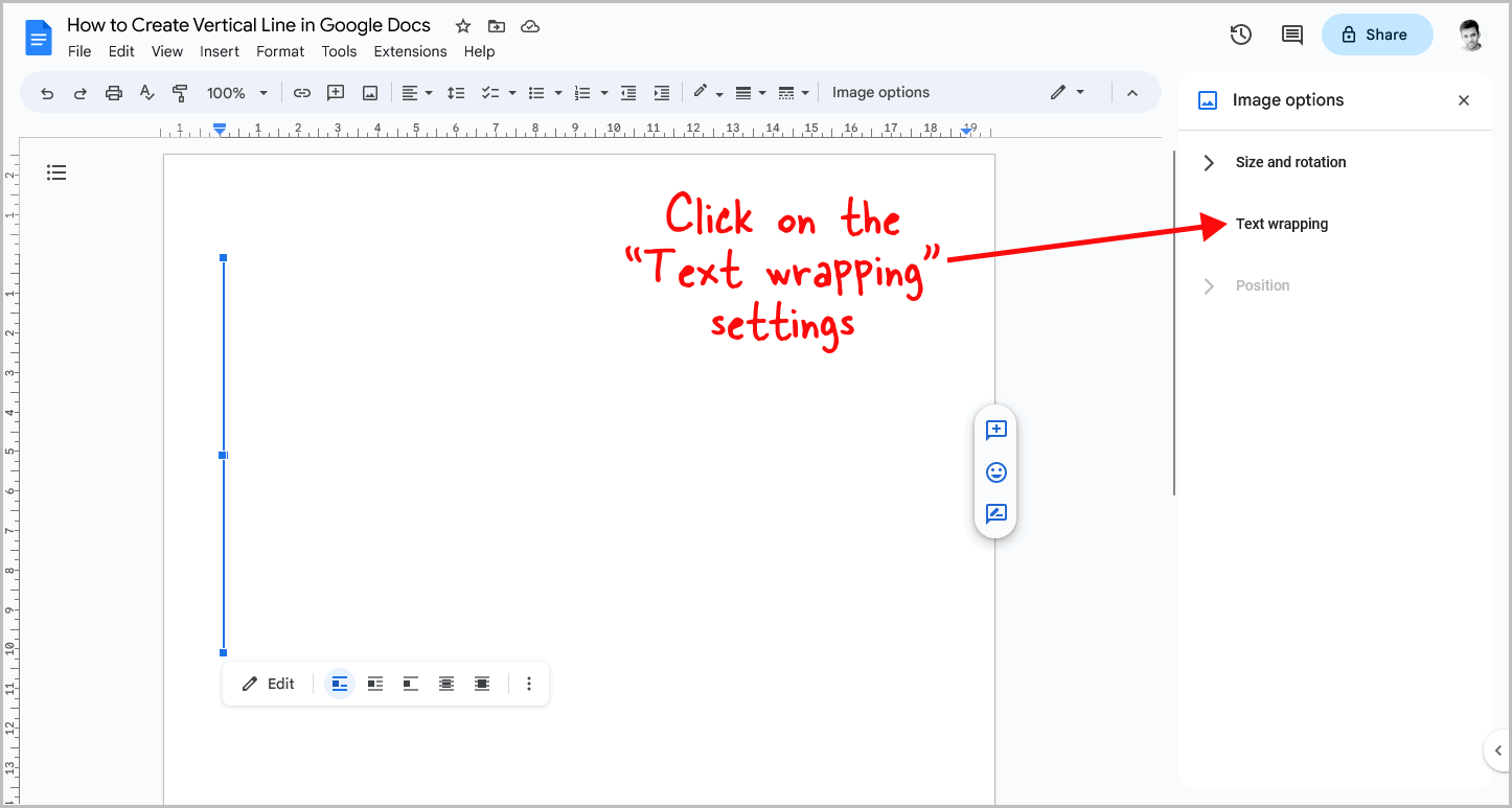 How to Create Vertical Line in Google Docs