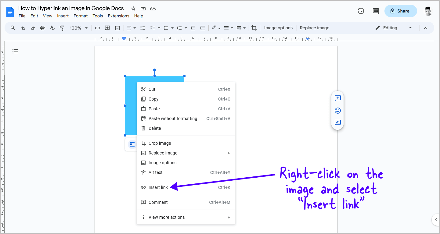 How to Hyperlink an Image in Google Docs