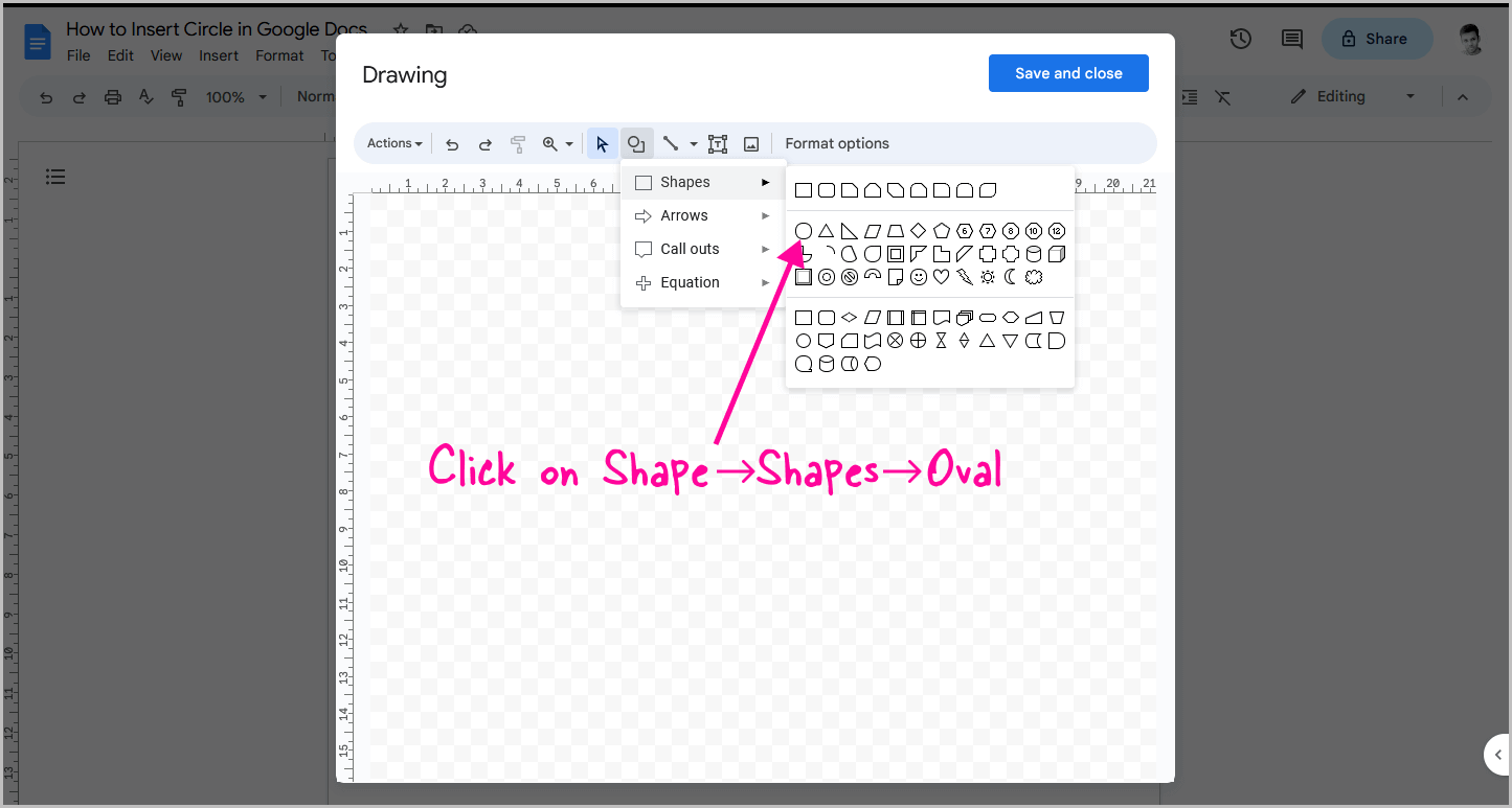 How to Insert Circle in Google Docs