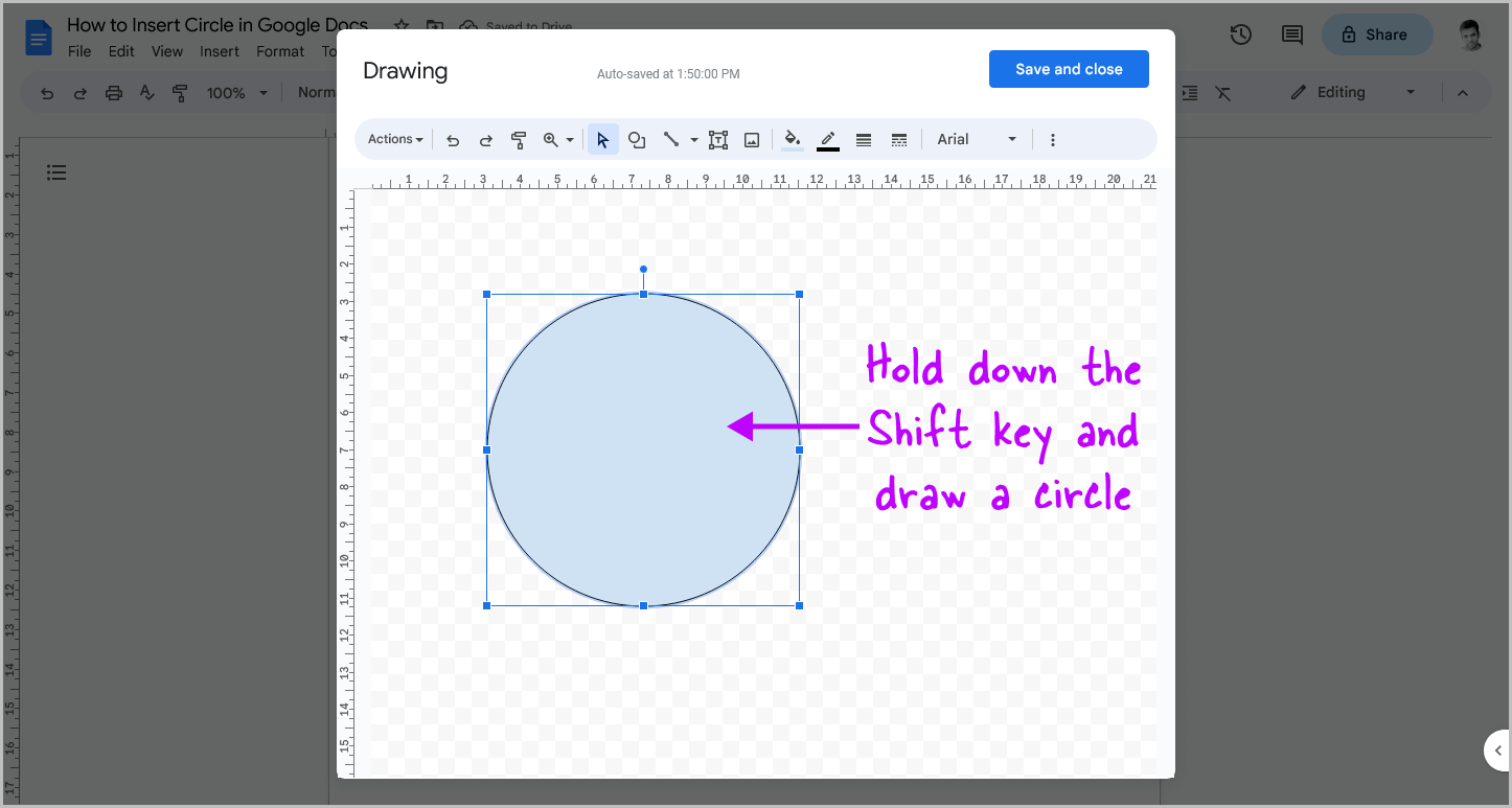 How to Insert Circle in Google Docs