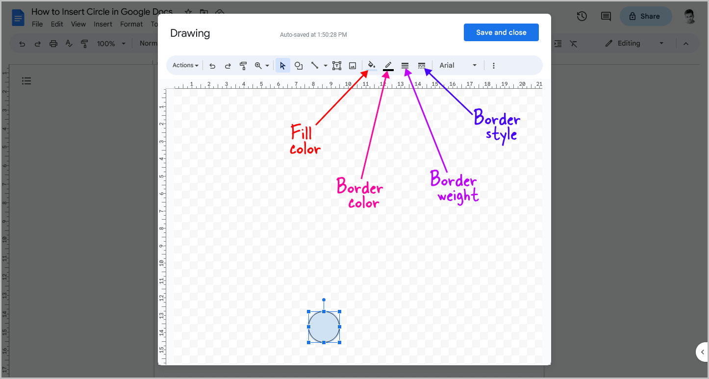 How to Insert Circle in Google Docs