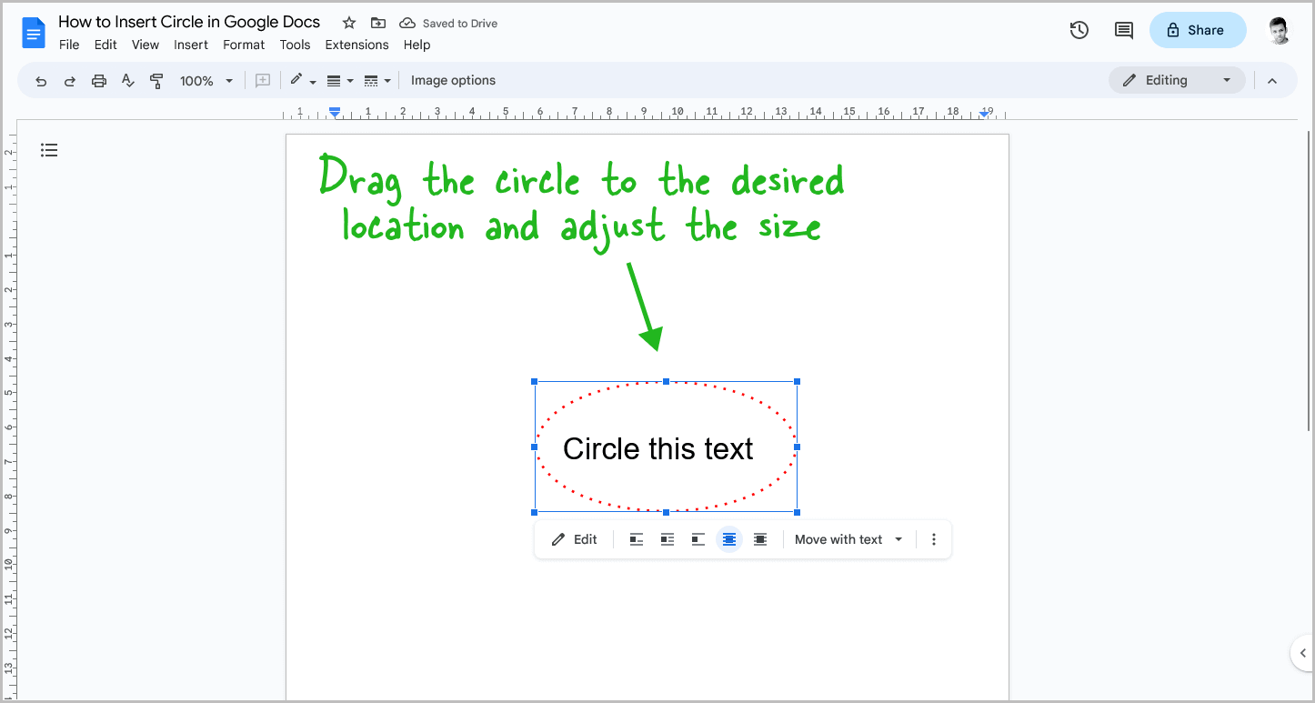 How to Insert Circle in Google Docs