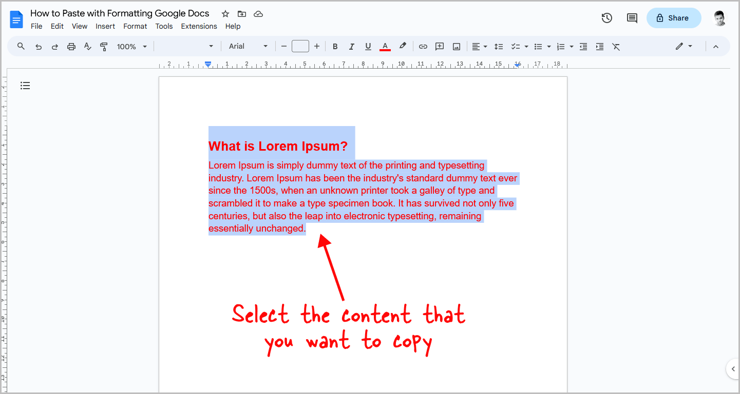 How to Paste with Formatting Google Docs