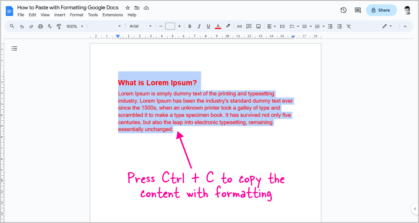 How to Paste with Formatting Google Docs