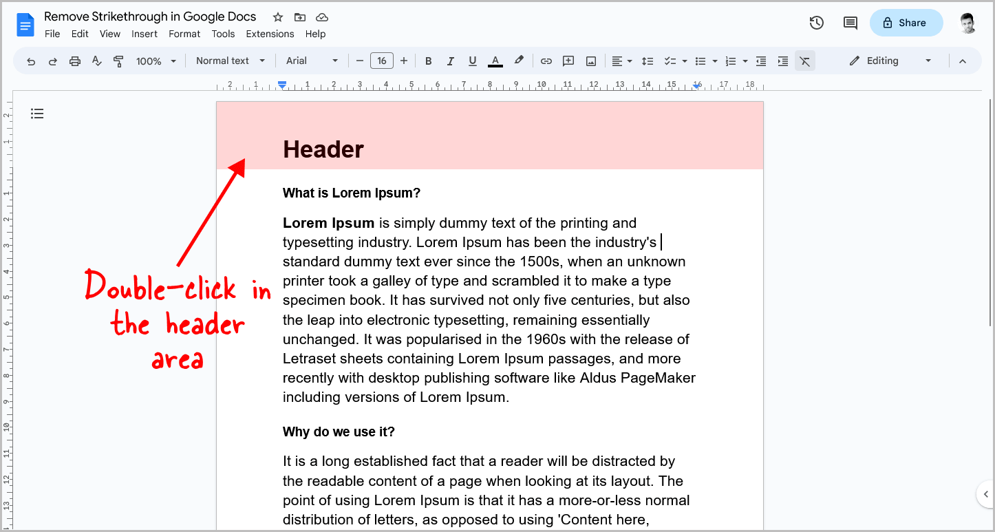 How to Remove Header Space in Google Docs