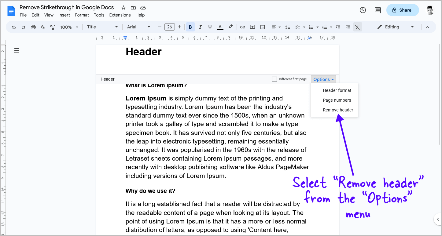 How to Remove Header Space in Google Docs