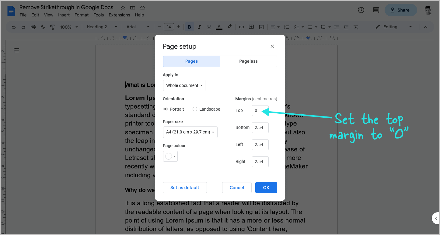 How to Remove Header Space in Google Docs