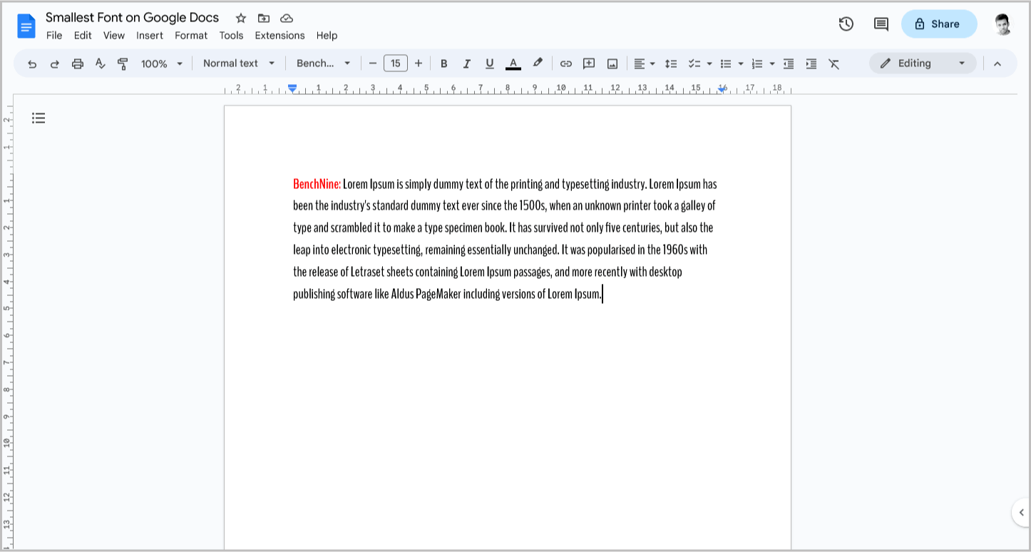 Smallest Font on Google Docs