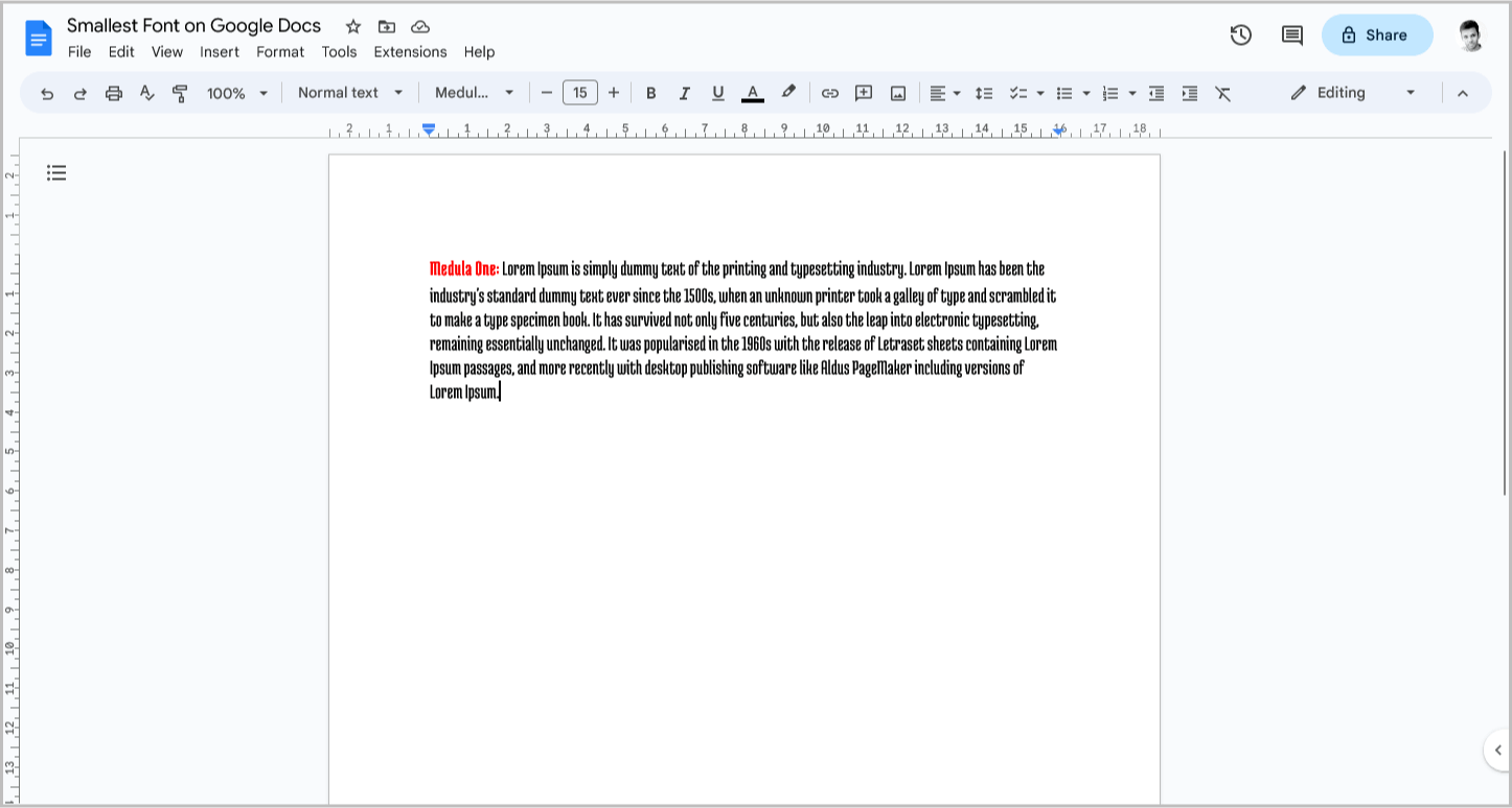 Smallest Font on Google Docs