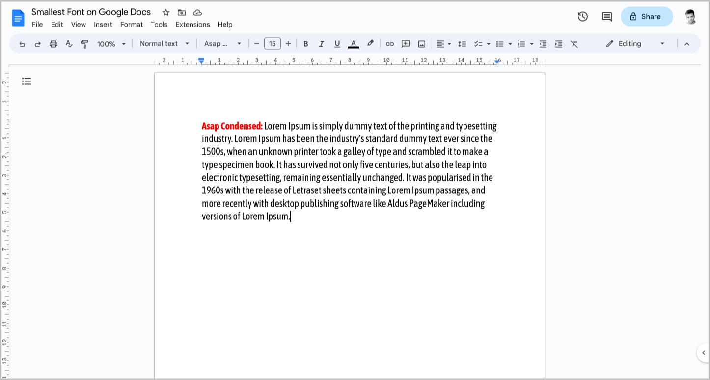 Smallest Font on Google Docs