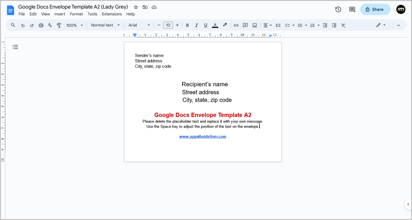 google-docs-envelope-template-all-sizes